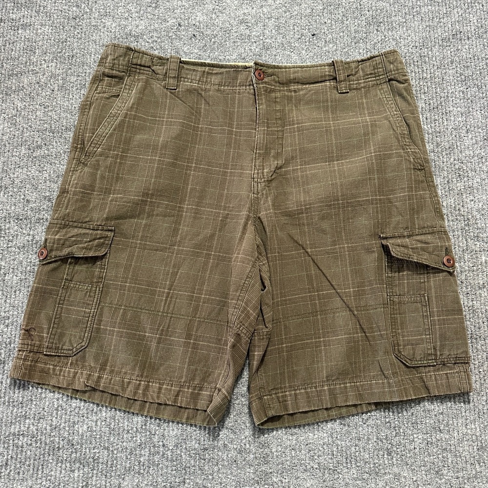 Op Mens Cargo Shorts Size 42 Brown Plaid Cotton Casual Outdoor High Rise